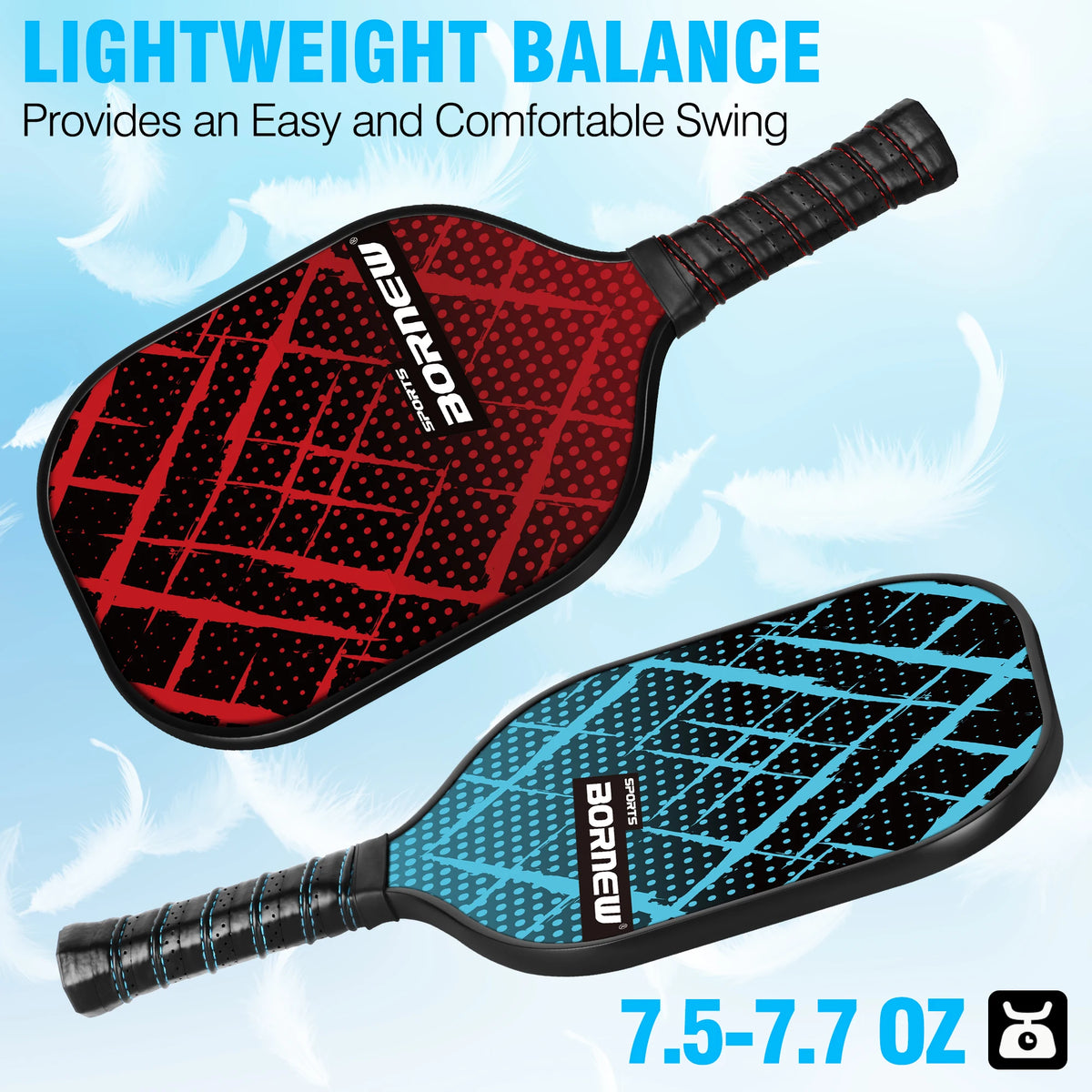 Pickleball Paddles Set of 4, Fiberglass Surface Pickleball Set with 6 Pickleball Balls, 4 Overgrip Lightweight for Beginners