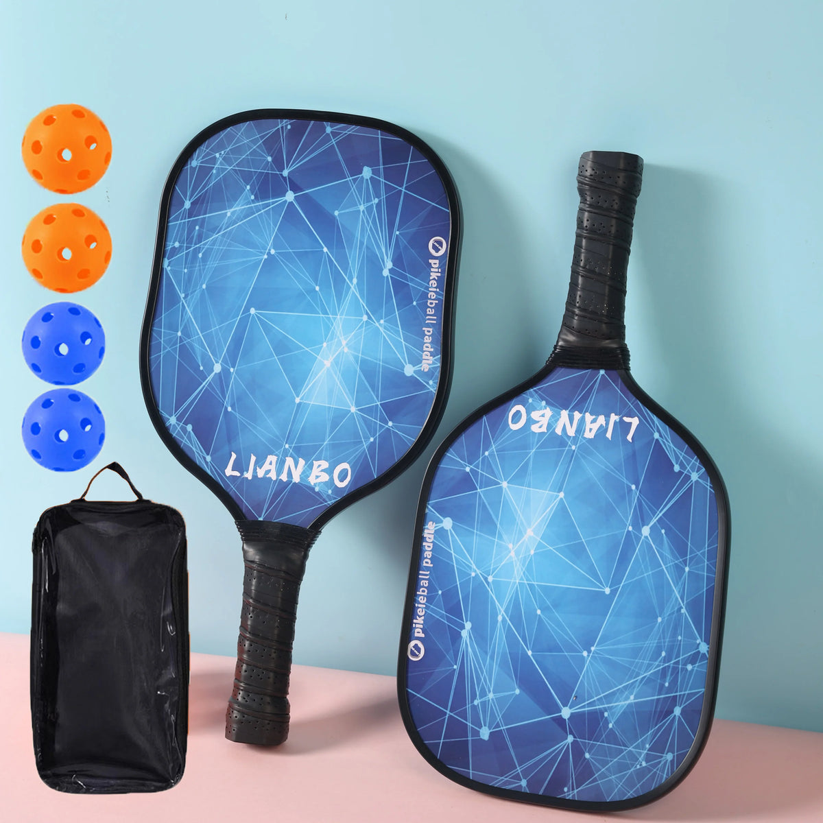 Pickleball Rackets Set Pickleball Paddle Set of 2 Rackets & 4 Pickleballs Balls With Carry Bag Lightweight for Beginner Training