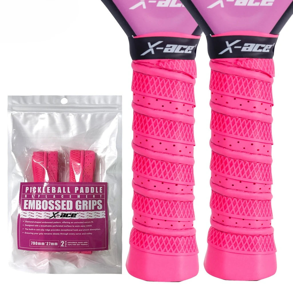 X-ACE 2Pcs Pickleball Overgrip, Breathable Sweat Absorbing Anti-Slip Shock Absorption Grip Tape for Pickleball Padel Racket