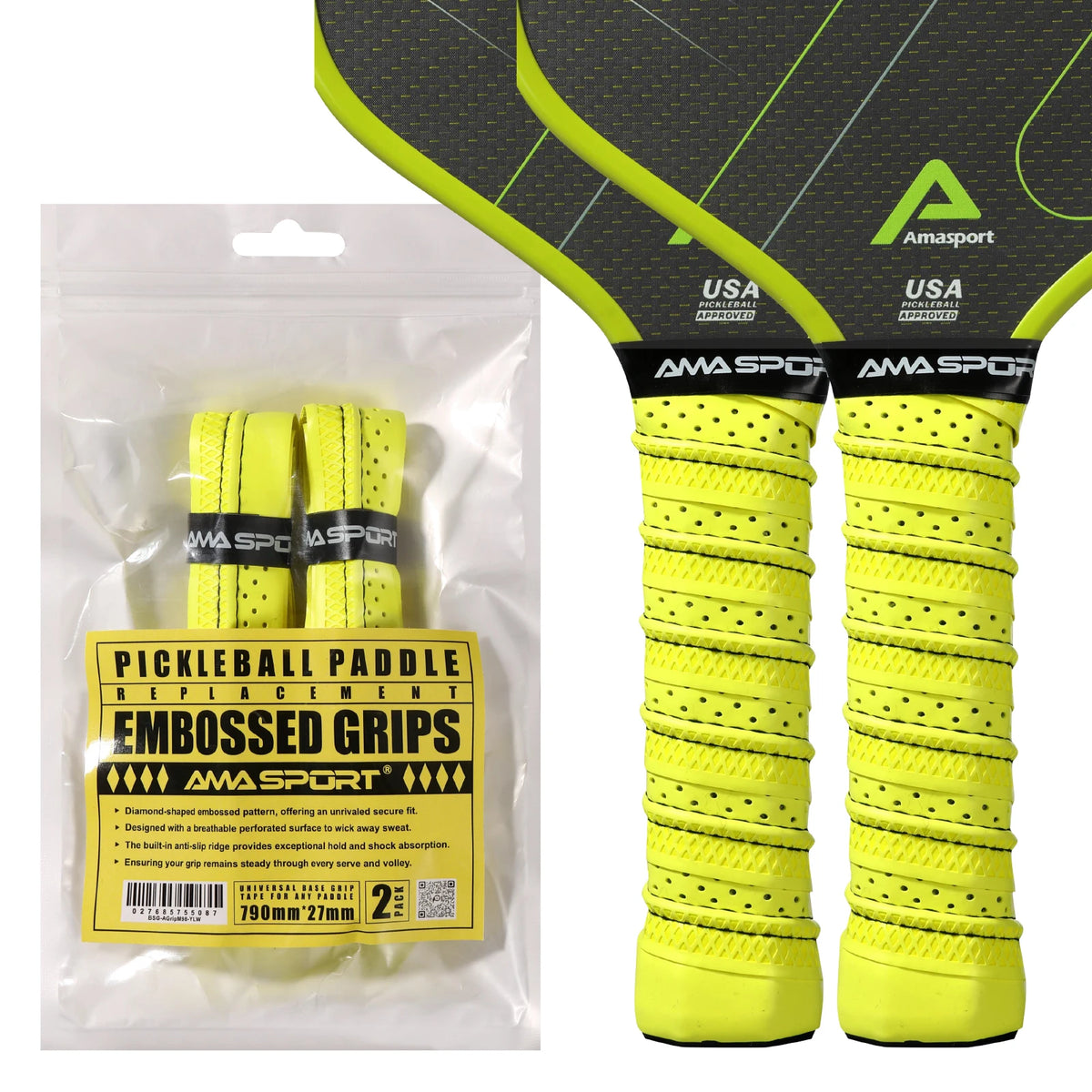 2Packs Pickleball Paddle Grip Tape with Raised Ridge,Replacement Pickleball Overgrip Wrap,Universal PickleBall Sport Accessories