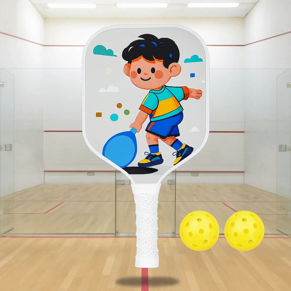 Cartoon Children's Pickleball Set Colorful Durable Children's Pickleball Rackets 2 Balls Non-Slip Grip 's Pickleball Set