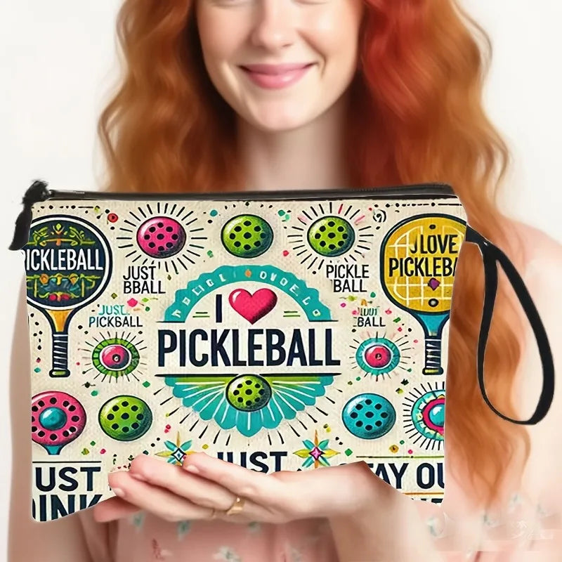 Pickleball Racket Makeup Bag Multi Functional Storage Pouch Toiletry Bag with Sports Theme Ideal Gift for Sports Enthusiasts