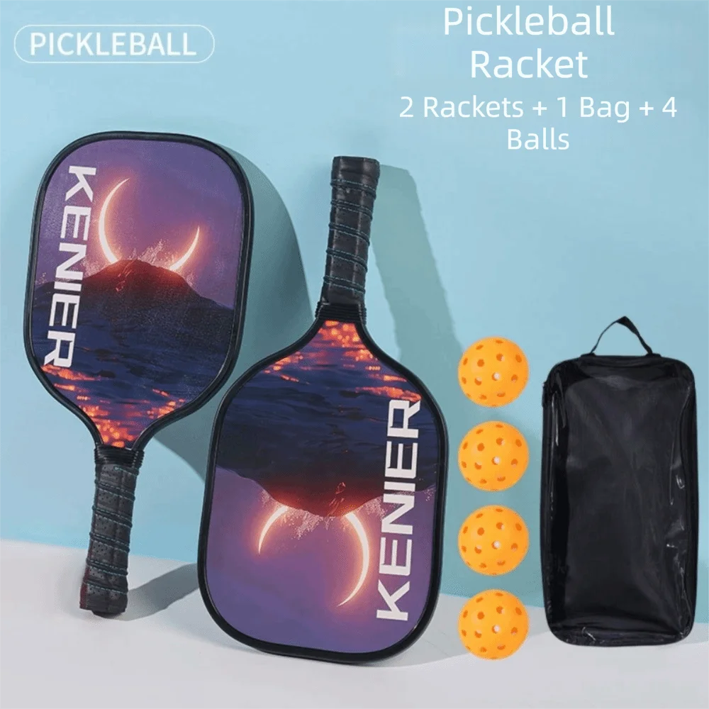 Shockproof Pickleball Paddles Set Non-slip Handle High Resilience Racquet Kit with 2 Rackets & 4 Pickleballs Balls