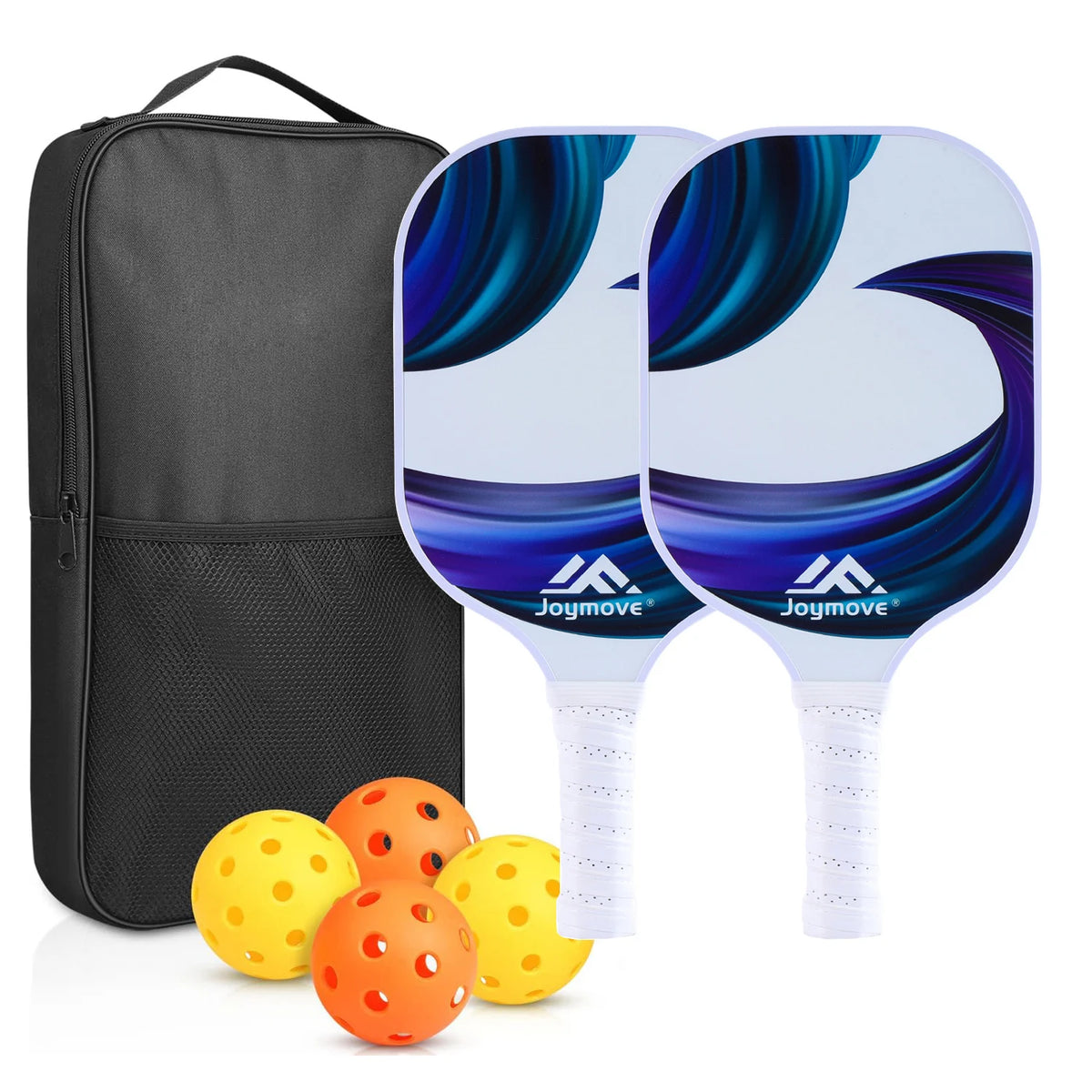 Pickleball Paddles Set of 2 USAPA Approved Fiberglass Pickle Ball Paddles with 4 Pickle Balls Durable Racket for Beginners