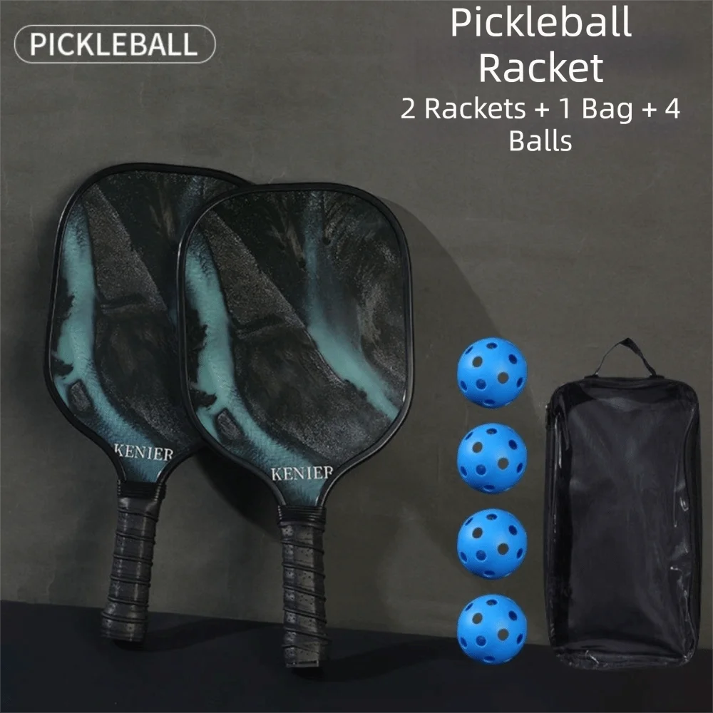 Shockproof Pickleball Paddles Set Non-slip Handle High Resilience Racquet Kit with 2 Rackets & 4 Pickleballs Balls