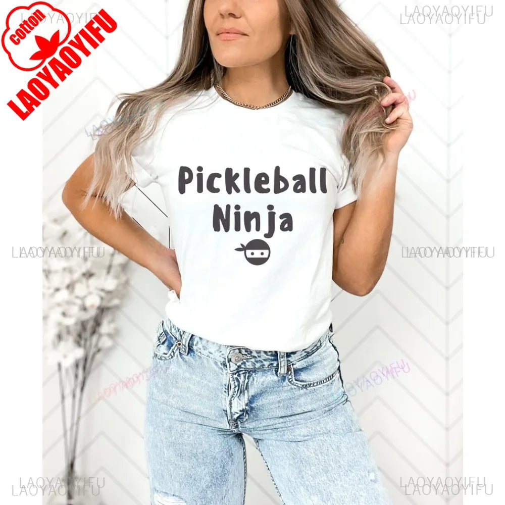 Funny Pickleball Ninja Raquetball Lover Player T Shirt Fashion Loose Harajuku Casual Women Streetwear Breathe Comfort Man Tees