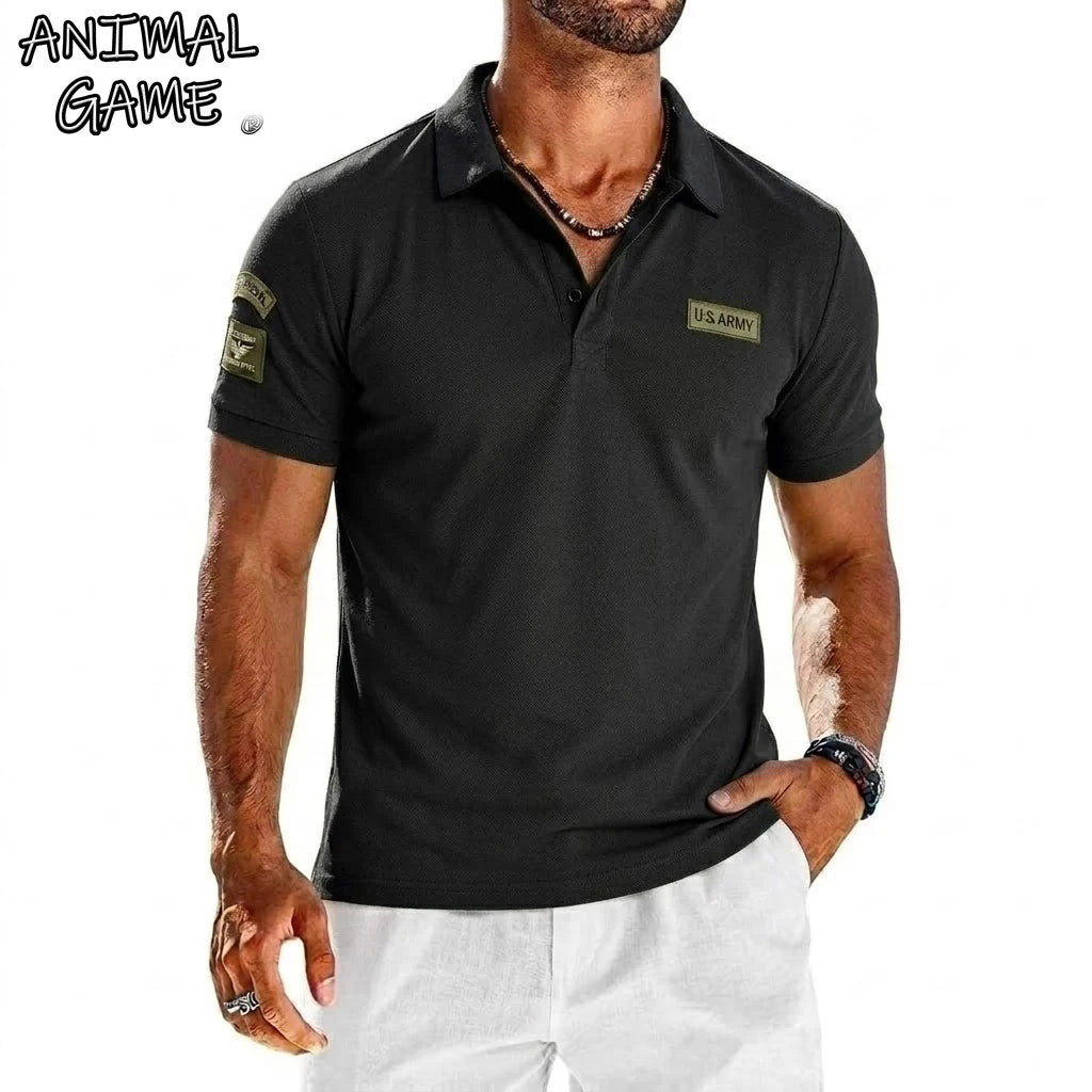 Summer Short Sleeve Polo Shirts Embroidered Breathable T-Shirts for Men Gym Lightweight Solid Button Tops Luxury Men's Shirts