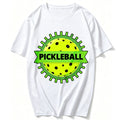 Unisex Cotton Crew Neck T Shirt Green Gear Frame Pickleball Ball Ribbon Logo Graphic Tee Casual Outdoor Sports Athlete Gift Tops