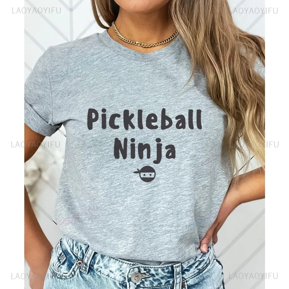 Funny Pickleball Ninja Raquetball Lover Player T Shirt Fashion Loose Harajuku Casual Women Streetwear Breathe Comfort Man Tees