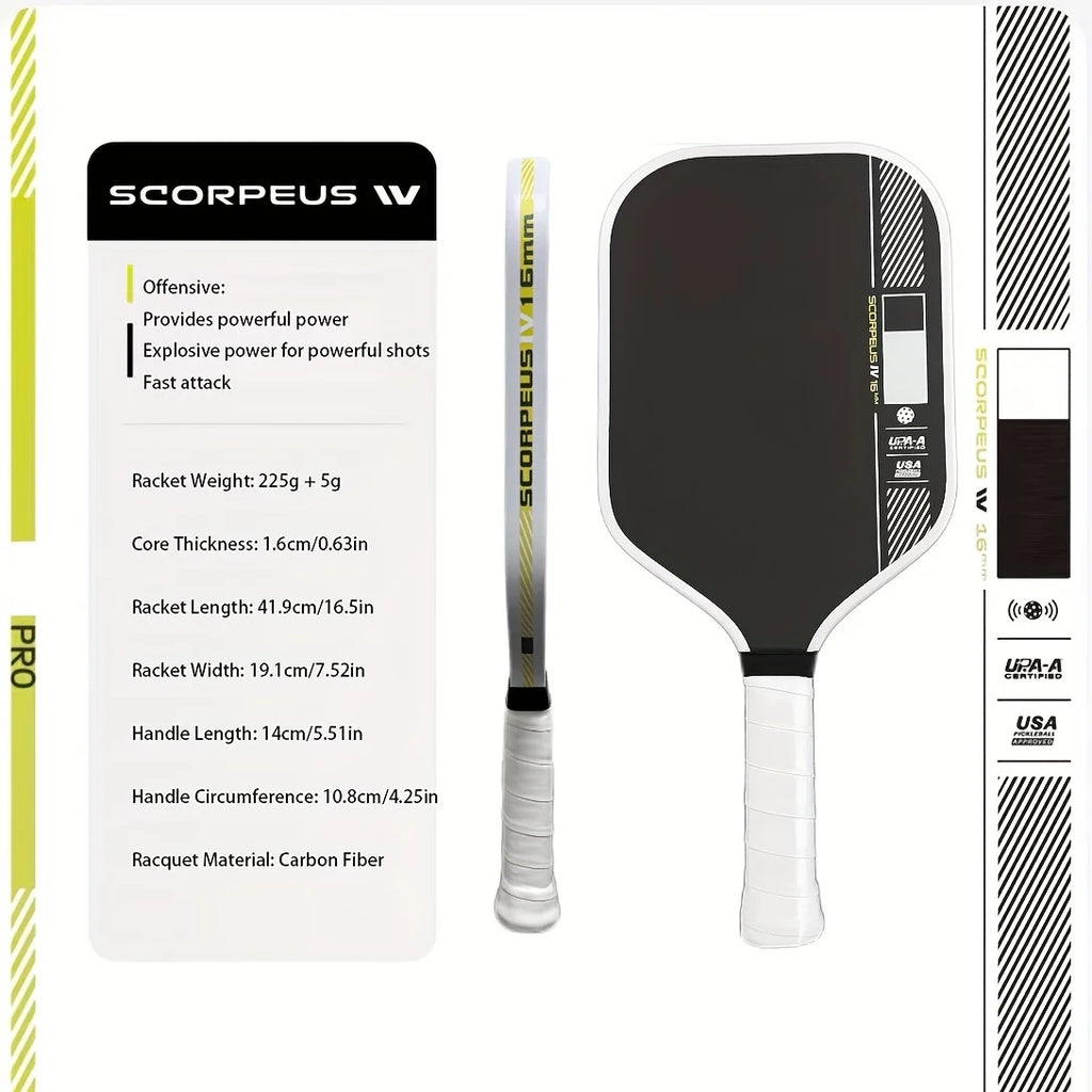 Carbon fiber pickleball paddle, rough surface, dynamic PowerFlex technology, foam core, US Postal Service certified pickleball p