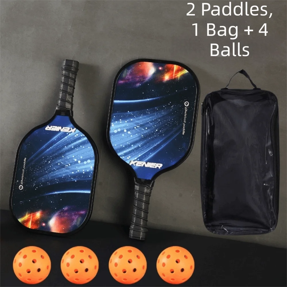 Shockproof Pickleball Paddles Set Non-slip Handle High Resilience Racquet Kit with 2 Rackets & 4 Pickleballs Balls