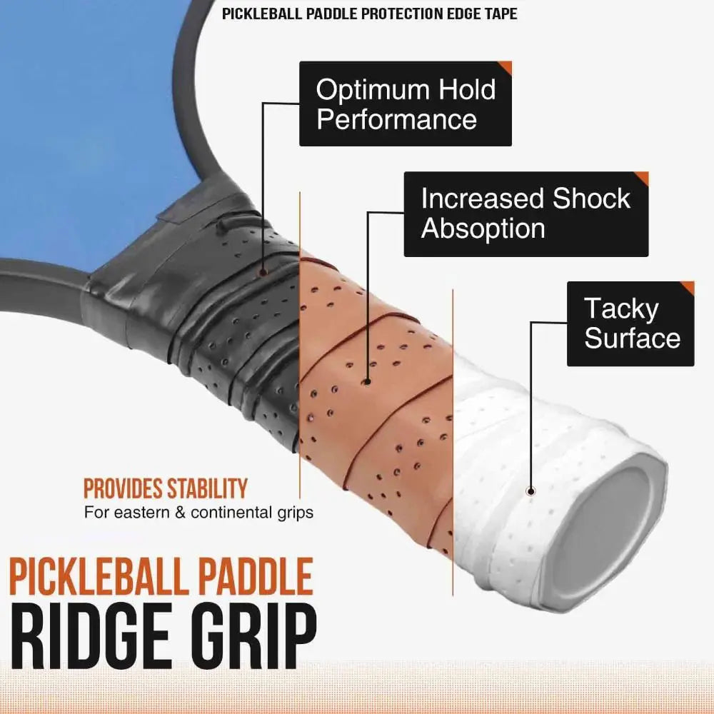 Raised Ridge Pickleball Grip Tape Universal Enhanced Traction Cozy Overgrip Wrap PU Leather Sweat Absorbent Paddle Grip Cover