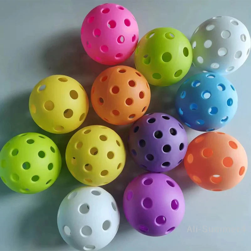 6pcs Pickleball 74MM Durable 40 Holes Outdoor Colorful Pickleballs Training And Entertainment Paddle Ball For Practice Sports