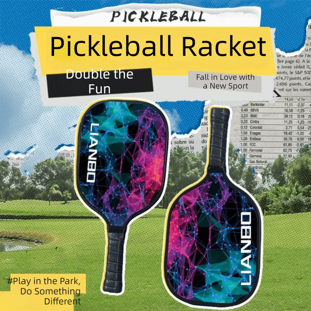 Shockproof Pickleball Paddles Set Non-slip Handle High Resilience Racquet Kit with 2 Rackets & 4 Pickleballs Balls
