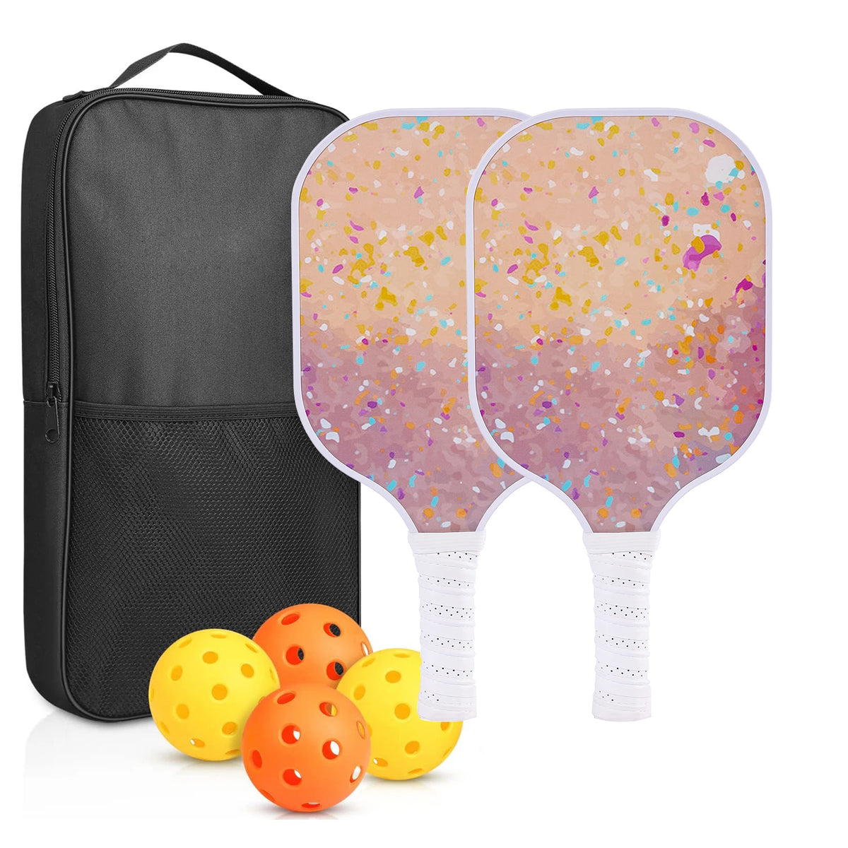 Pickleball Paddles Set of 2 USAPA Approved Fiberglass Pickle Ball Paddles with 4 Pickle Balls Durable Racket for Beginners