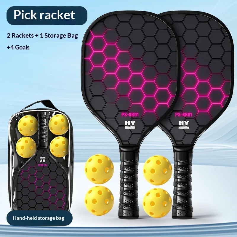 Fiberglass Pickleball Paddle Set With Ball Large Sweet Area Professional Pickleball Racket For Adults Outdoor Indoor Training