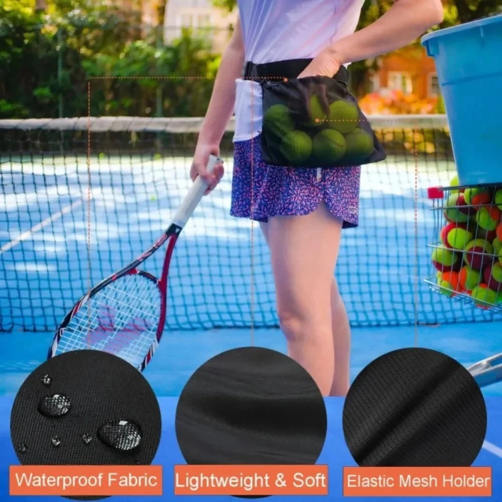 Tennis Pickleball Waist Pack - Large Capacity Balls Capacity Quick-Release Belt, Sweatproof Mesh Pouch for Training & Tournament